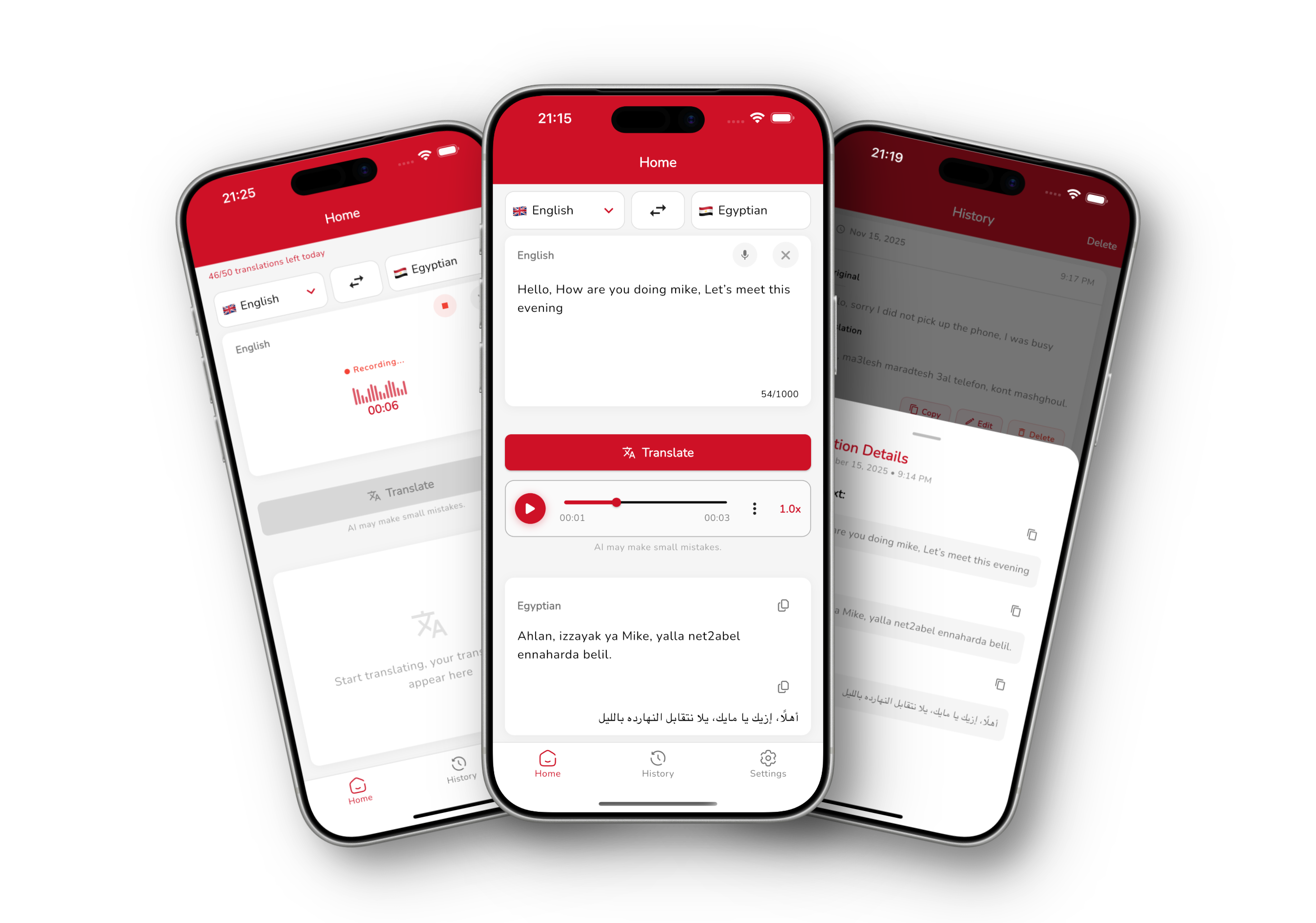 GoMasri Egyptian Translator App Interface